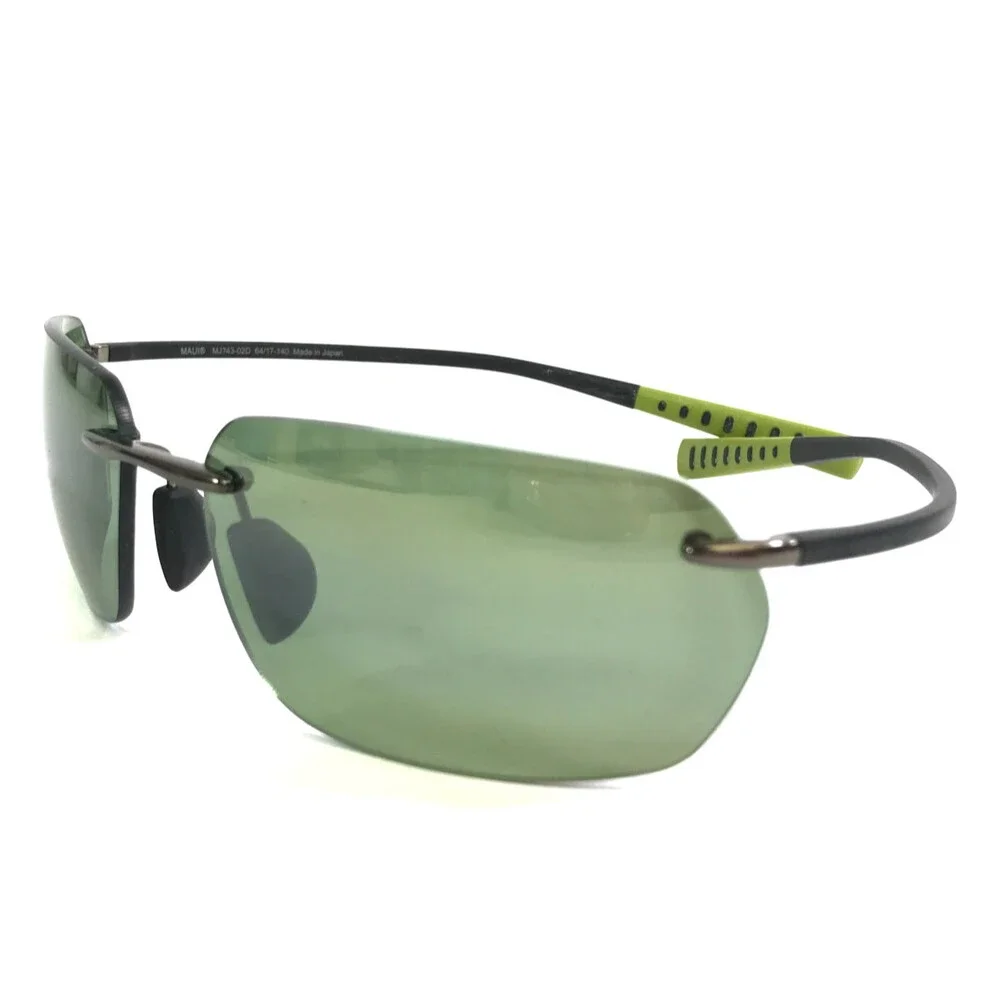 Maui Jim Sunglasses ALAKAI MJ743-02D Gunmetal Frames with Green Maui HT Lenses